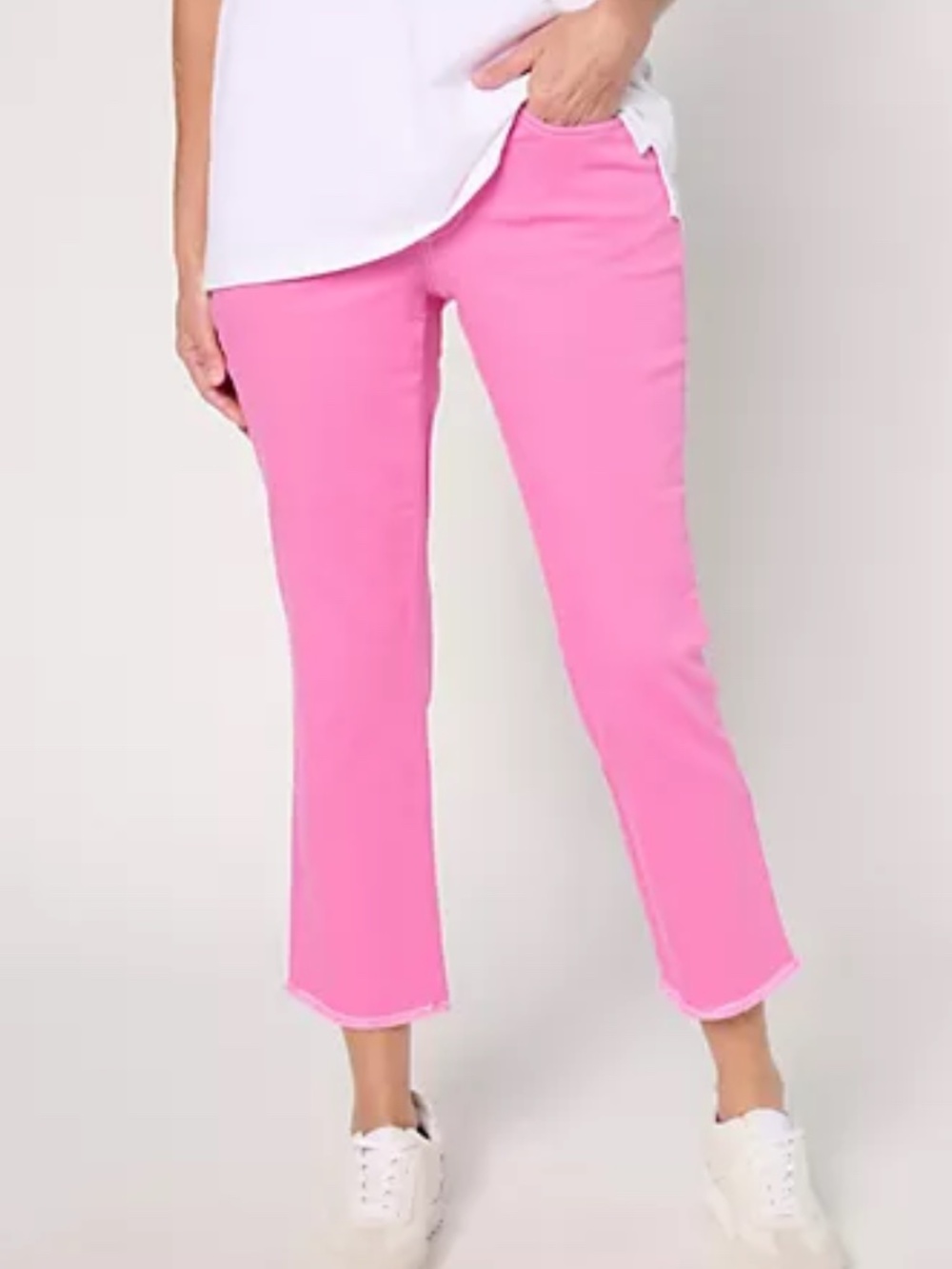 Belle by Kim Gravel NEW Preppy Pink Stretch Crop Jeans Pull-On